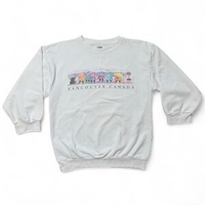 Vintage 90s Rainy Umbrella Vancouver Canada Tourist Souvenir Crewneck Sweater M